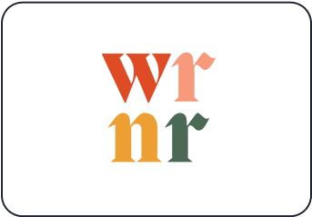 The logo for the "Without Rhyme Nor Reason" organization; colorful, calligraphic letters reading "wrnr".