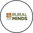 A profile picture of the "Rural Minds" organization; in earthy tones, a sapling sprouts out of the ground next to the words "RURAL MINDS."